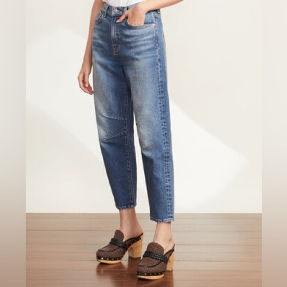 NWT Veronica Beard Charlie Barrel Leg High Rise Jeans Size 26/2 Lava Stone wash